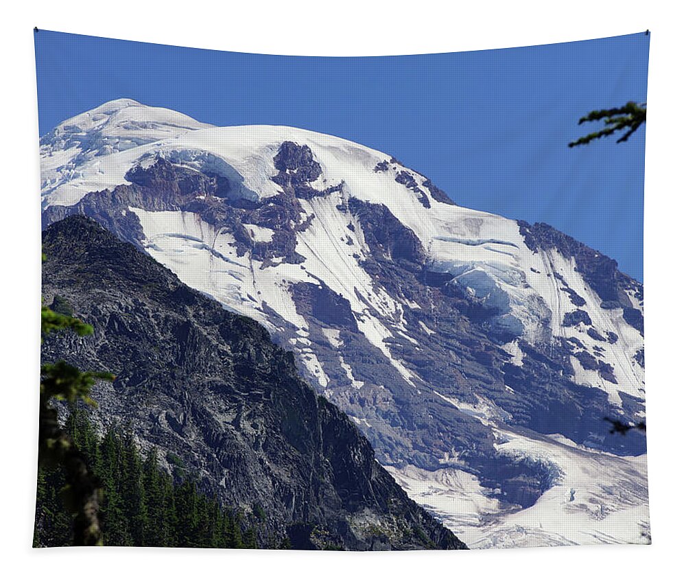 Mrnp Tapestry featuring the photograph Mowich Face and Sunset Ridge by Steve Estvanik