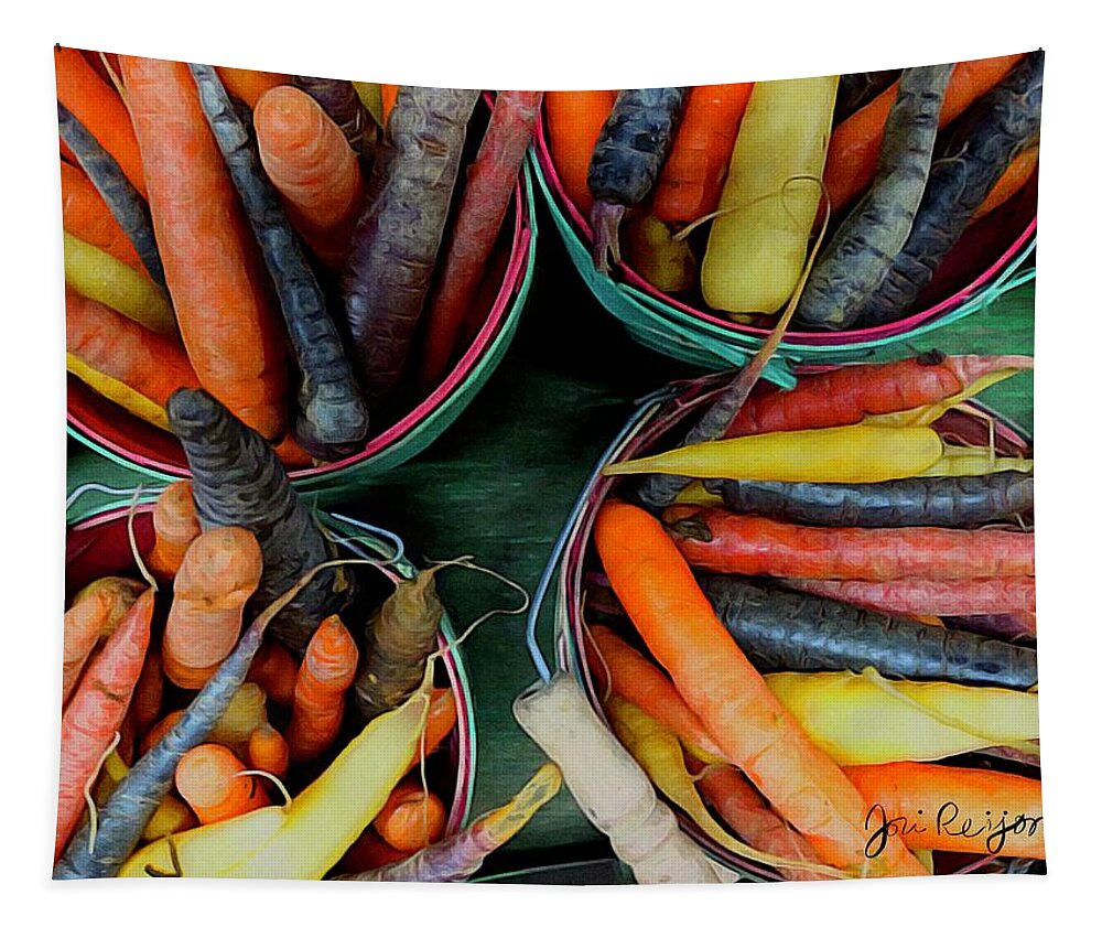 Brushstroke Tapestry featuring the photograph Multi Colored Carrots in Baskets by Jori Reijonen