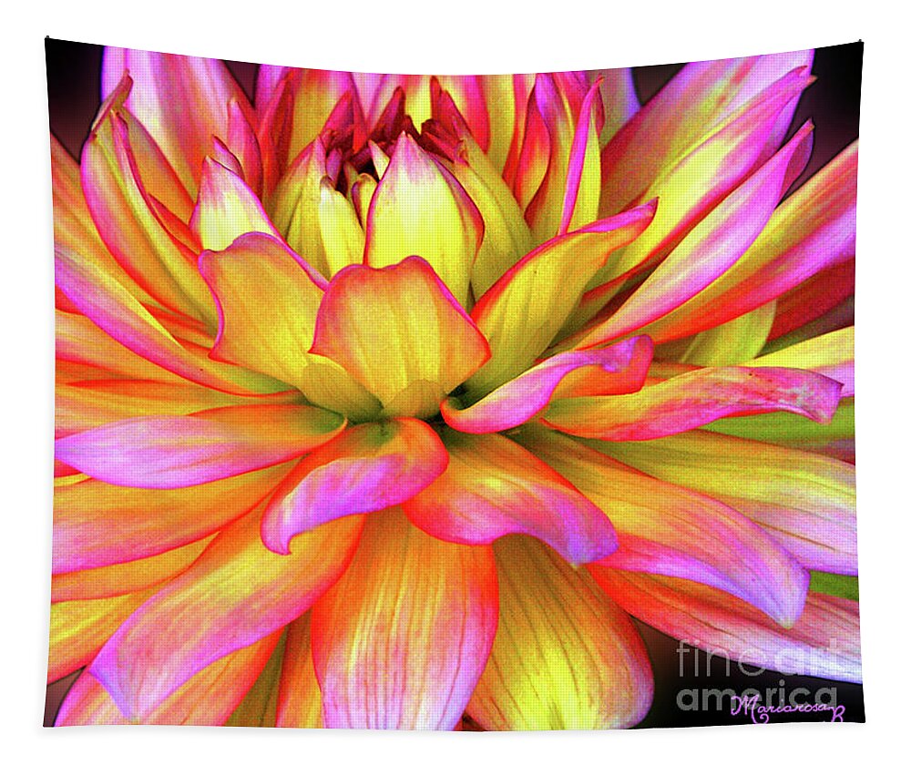 Nature Tapestry featuring the photograph Multicolored Dahlia by Mariarosa Rockefeller