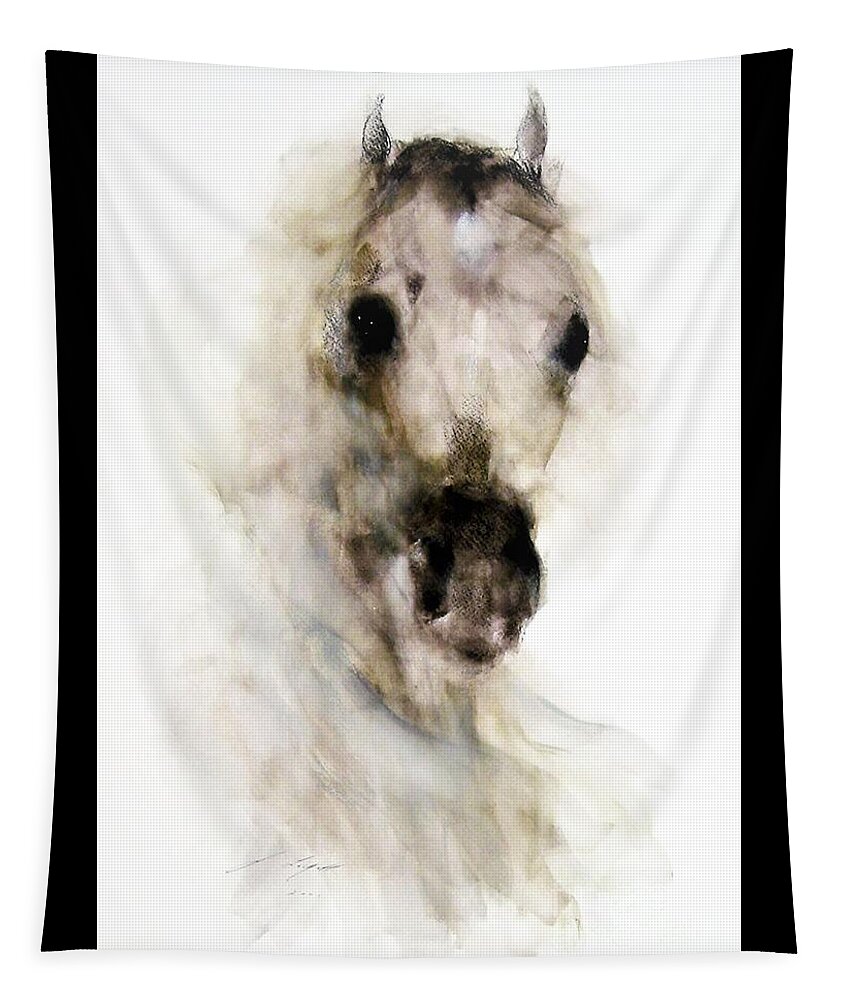 Equestrian Painting Tapestry featuring the painting Mystique by Janette Lockett