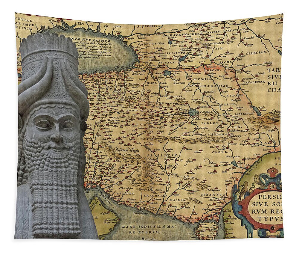Mythical Tapestry featuring the photograph Mythical man-beast of Assyria, by Steve Estvanik