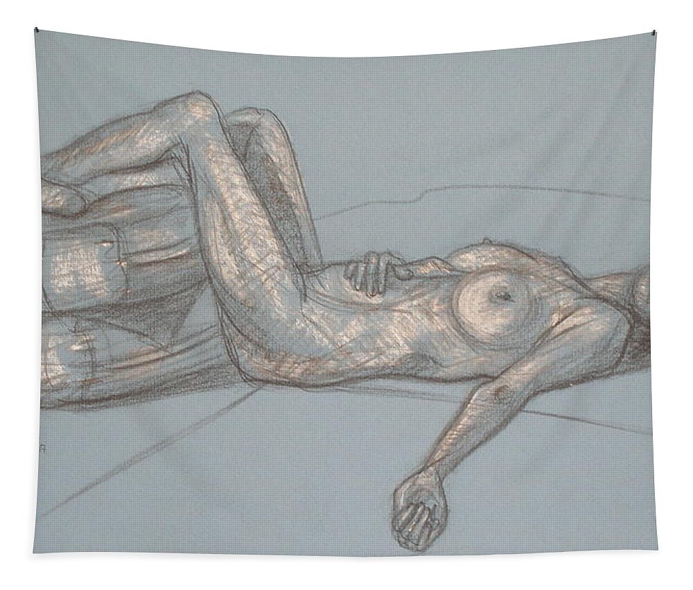 Realism Tapestry featuring the drawing Nancy Legs Up by Donelli DiMaria