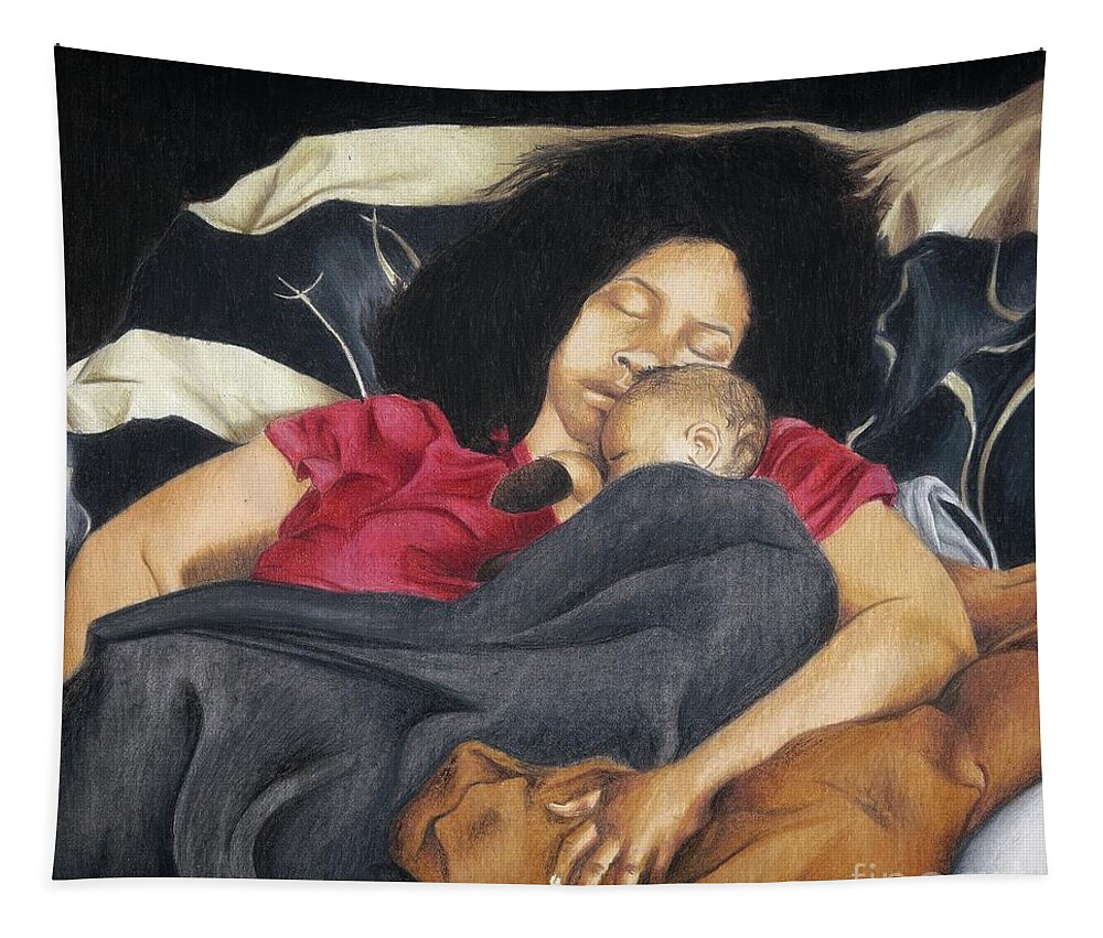 Black Art Tapestry featuring the drawing Nap Time by Philippe Thomas