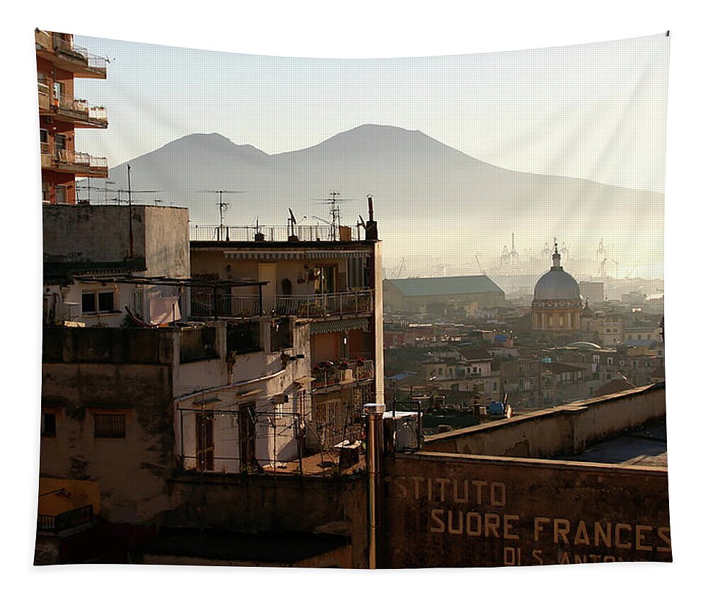 Naples Tapestry featuring the photograph Naples Vista with Vesuvius by Jonathan Thompson