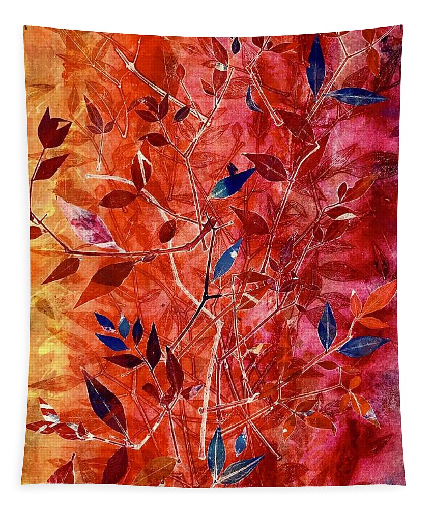 Leaves Tapestry featuring the painting Natures Treasures 1 by Sherry Harradence