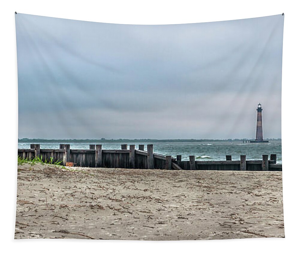 Morris Island Lighthouse Tapestry featuring the photograph Nautical Shore - Morris Island Lighthouse by Dale Powell