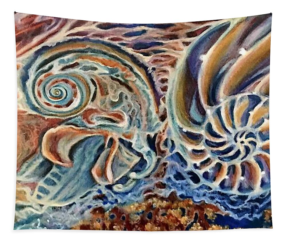 Nautilus Tapestry featuring the painting Nautilus Unbound by Linda Markwardt