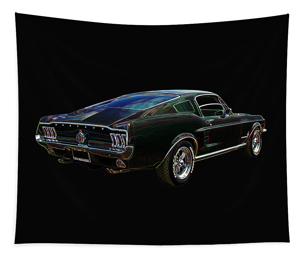 Mustang Tapestry featuring the photograph Neon Mustang Fastback 1967 by Gill Billington