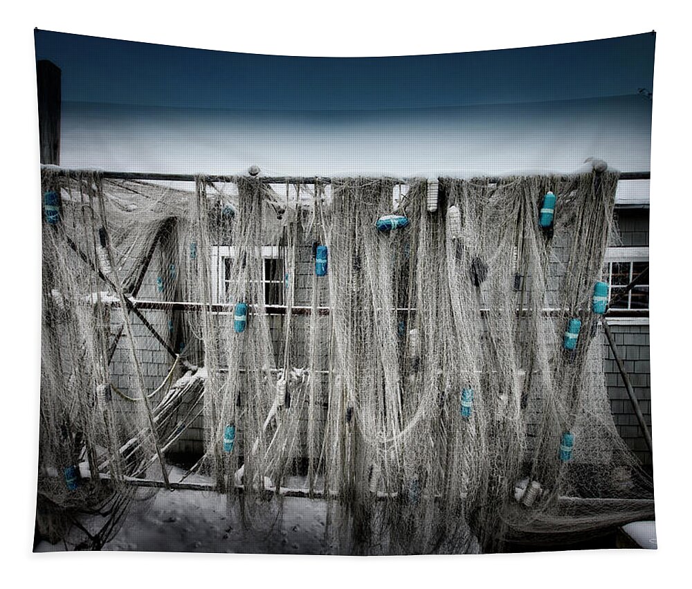 Evie Tapestry featuring the photograph Nets of Fishtown, Michigan by Evie Carrier