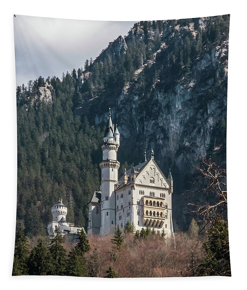 Bavaria Tapestry featuring the photograph Neuschwanstein Castle on the Hill 2 by Dawn Richards