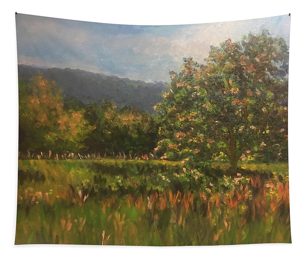 Tree Tapestry featuring the painting New Paltz by Beth Riso