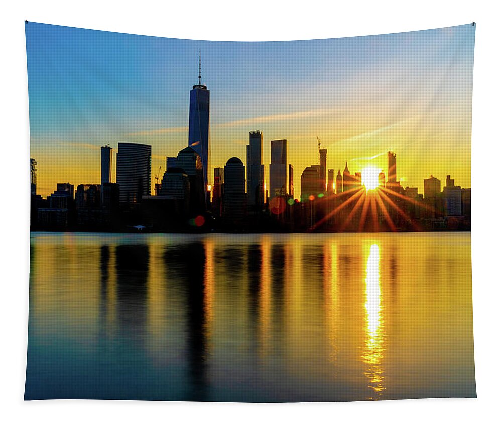 Sunrise Tapestry featuring the photograph New York Sunrise by Chris Lord