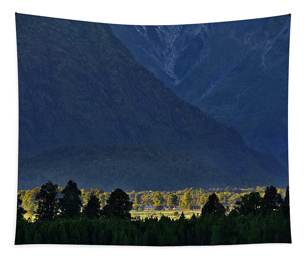 New Zealand Tapestry featuring the photograph New Zealand Alps Foothills Sunrise by Steven Ralser