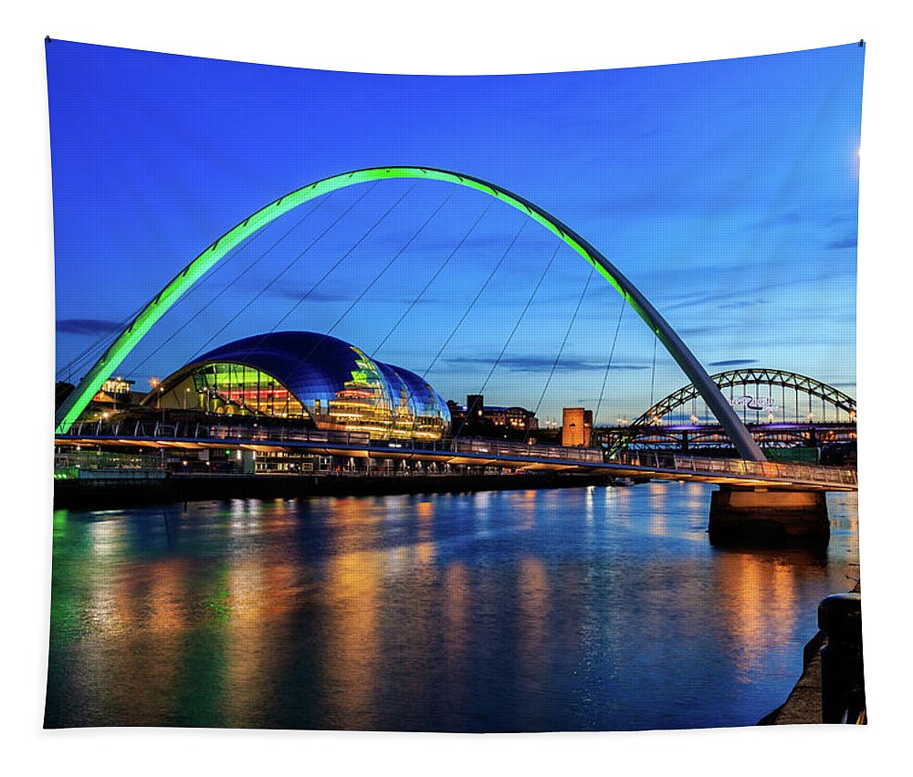 Quayside Tapestry featuring the photograph Newcasle at night 05 by Chris Smith
