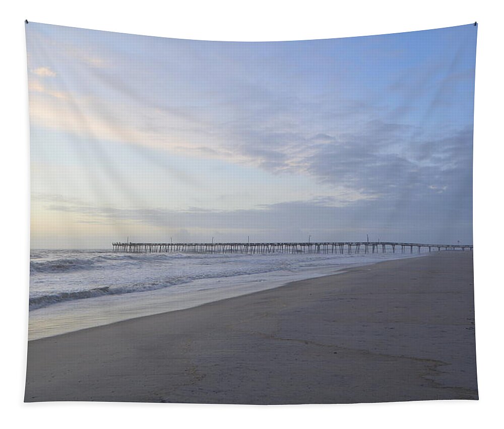Obx Sunrise Tapestry featuring the photograph NH Fishing Pier 8/27/19 by Barbara Ann Bell