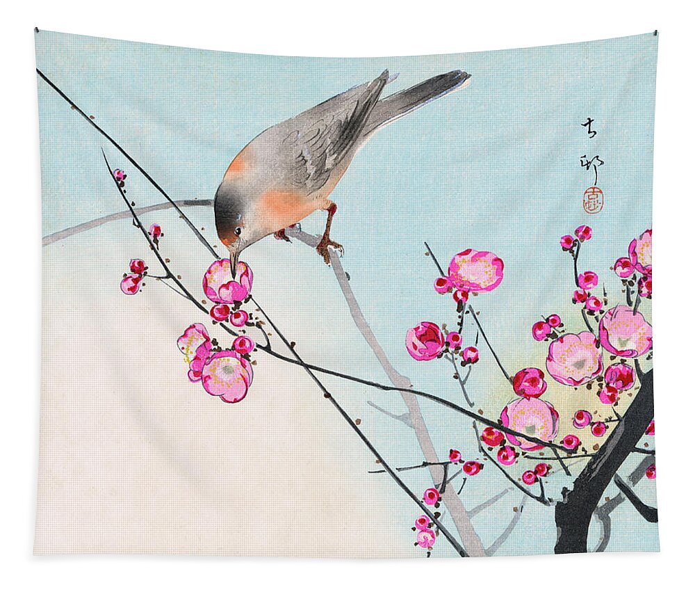 Koson Tapestry featuring the painting Nightingale by Koson