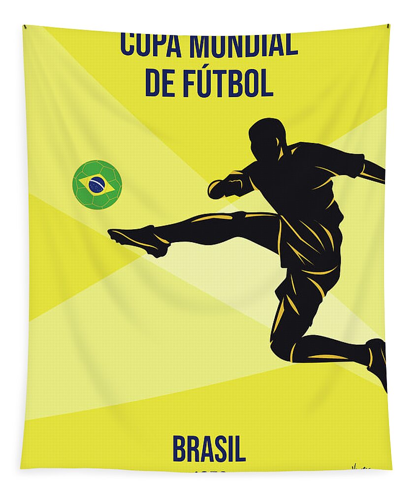 World Tapestry featuring the digital art No04 My 1950 Brasil Soccer World Cup poster by Chungkong Art