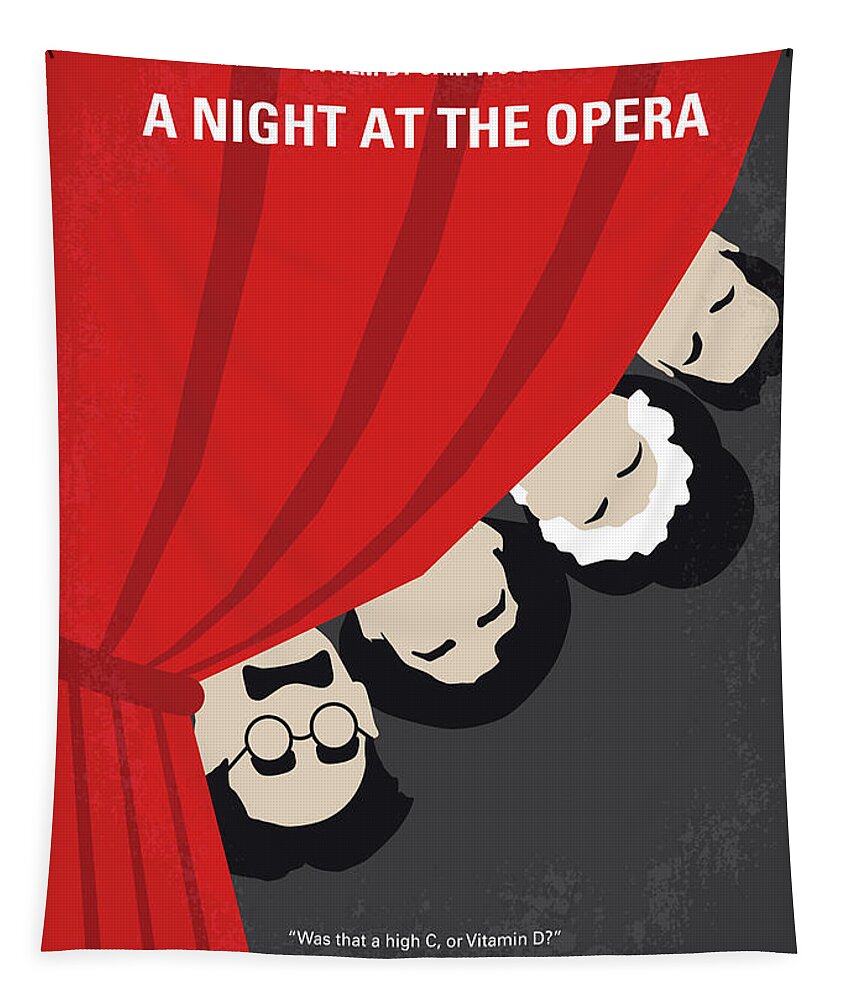 A Night At The Opera Tapestry featuring the digital art No1053 My A Night at the Opera minimal movie poster by Chungkong Art