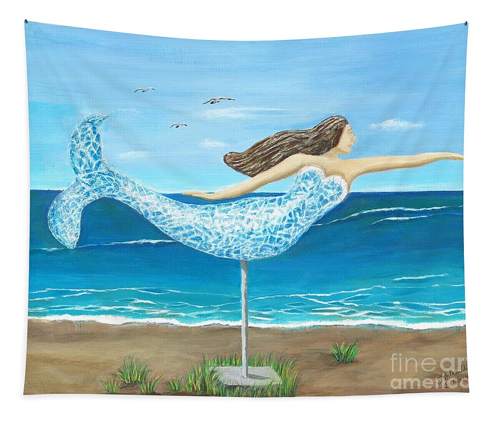 Norfolk Tapestry featuring the painting Norfolk Mermaid I by Elizabeth Mauldin