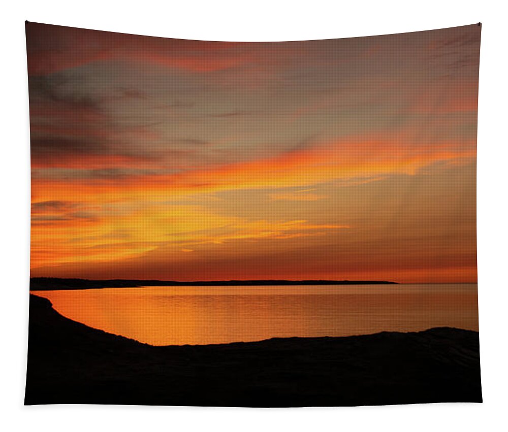 Silhouette Tapestry featuring the photograph North Shore Afterglow by Marcy Wielfaert