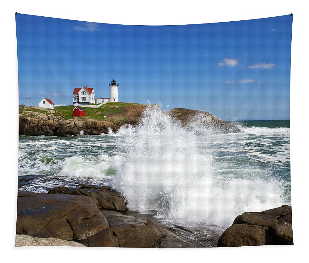 Nubble Light Tapestry featuring the photograph Nubble Lighthouse by Robert Clifford