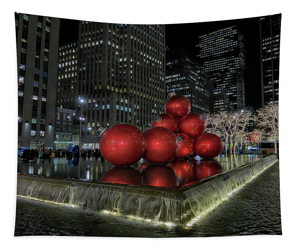 Christmas Tapestry featuring the photograph NYC Christmas by Jerry LoFaro