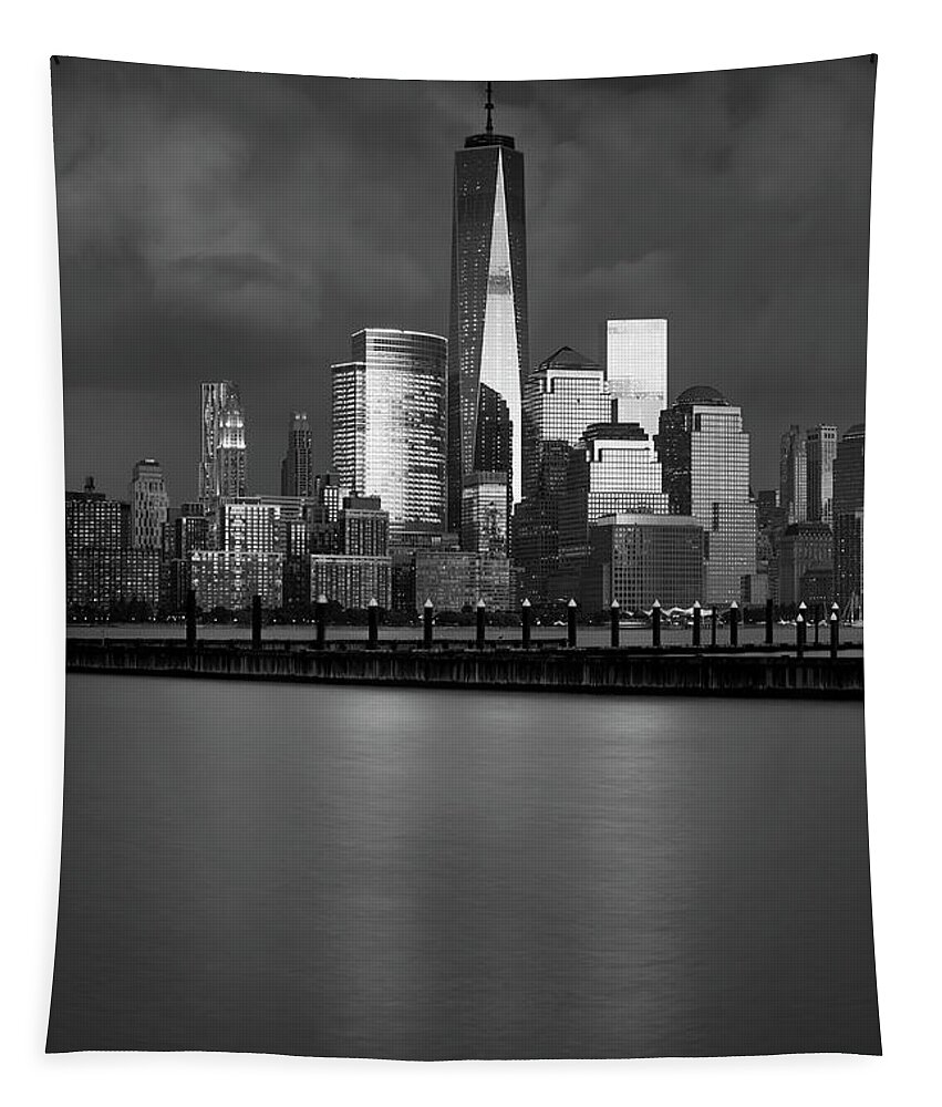 Estock Tapestry featuring the digital art Nyc Skyline With Freedom Tower by Olimpio Fantuz