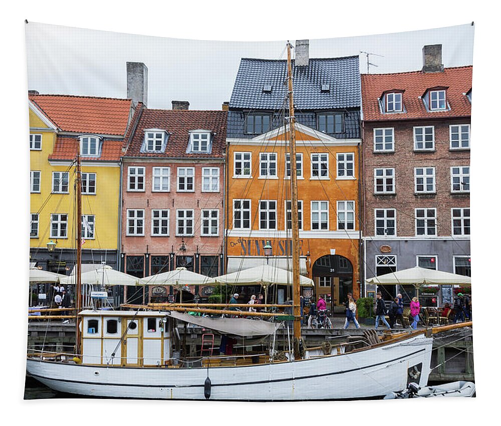 Nyhavn Tapestry featuring the photograph Nyhavn Sailboat by John Daly