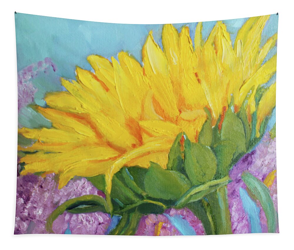 Sunflower Tapestry featuring the painting O Sole Mio by Christiane Kingsley