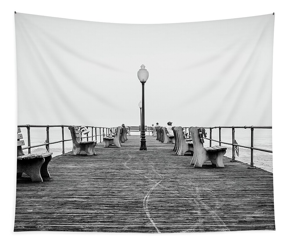 Beach Tapestry featuring the photograph Ocean Grove Pier 1 by Steve Stanger