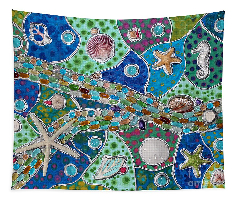 Ocean Tapestry featuring the painting Ocean Kelidoscope by Cynthia Snyder