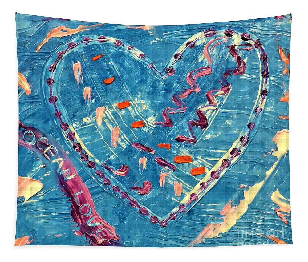 Ocean Tapestry featuring the painting Ocean Love by Bill King