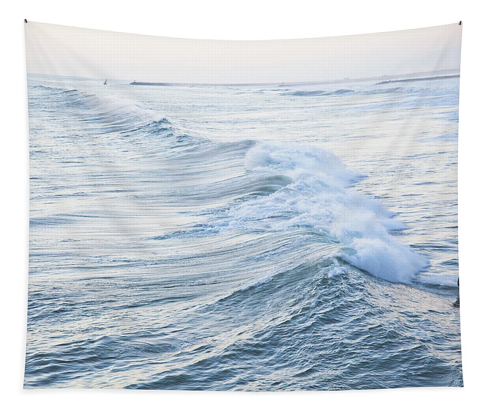 Surfer Tapestry featuring the photograph Oceanside California Big Wave Surfing 62 by Catherine Walters