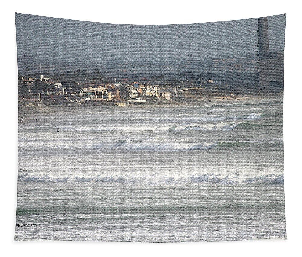 Oceanside California South From Pier Tapestry featuring the digital art Oceanside California South From Pier by Tom Janca