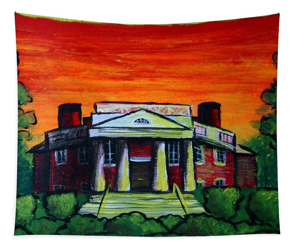 Painting Tapestry featuring the painting Octagonal House of Poplar Forest in Summer by M E
