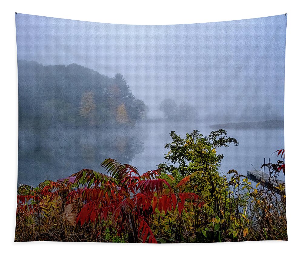 Hayward Garden Putney Vermont Tapestry featuring the photograph October Fog II by Tom Singleton