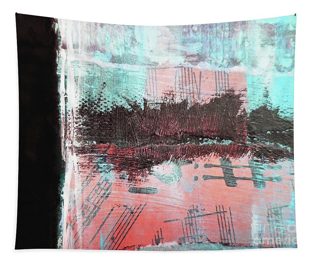 Abstract Tapestry featuring the mixed media Ode to Music II by Sharon Williams Eng