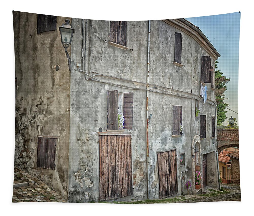 Old Tapestry featuring the photograph Old cobbled alley by Vivida Photo PC