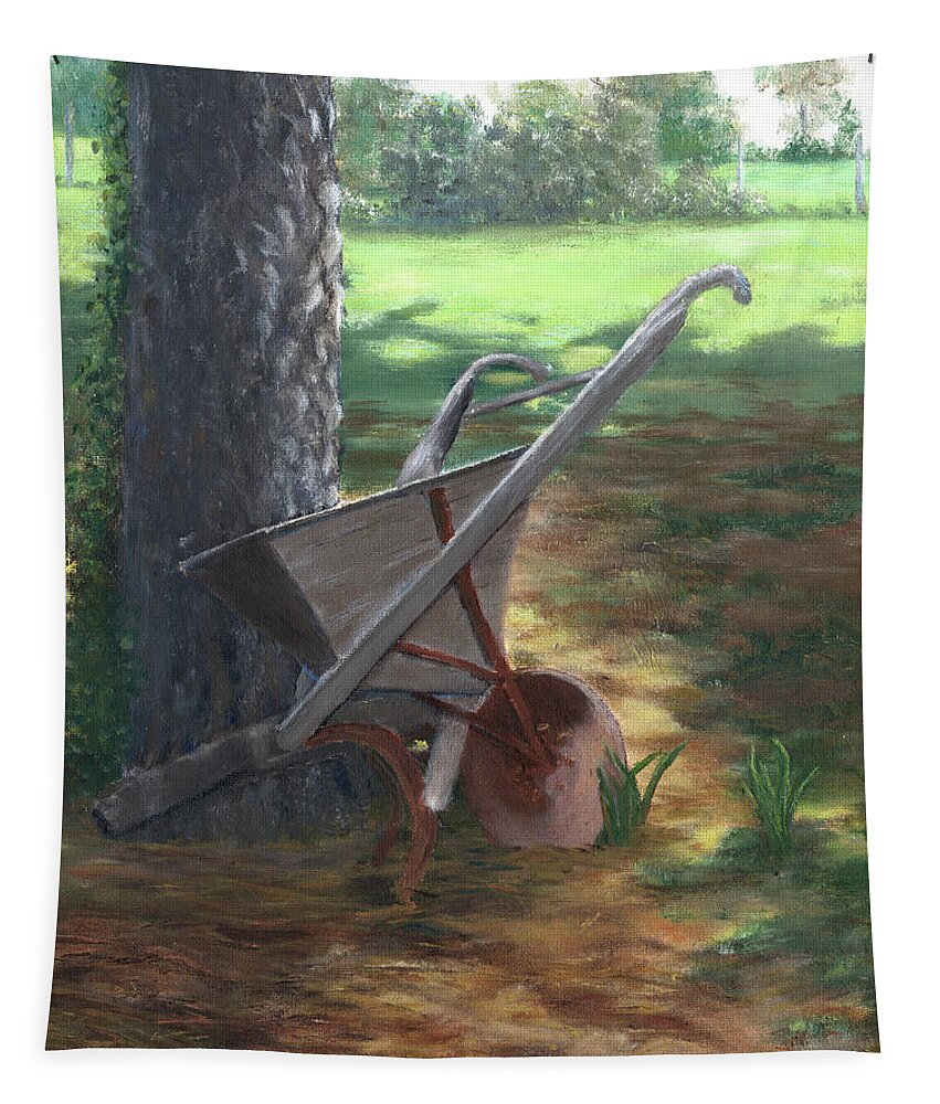 Seeder Tapestry featuring the painting Old Farm Seeder, Louisiana by Lenora De Lude