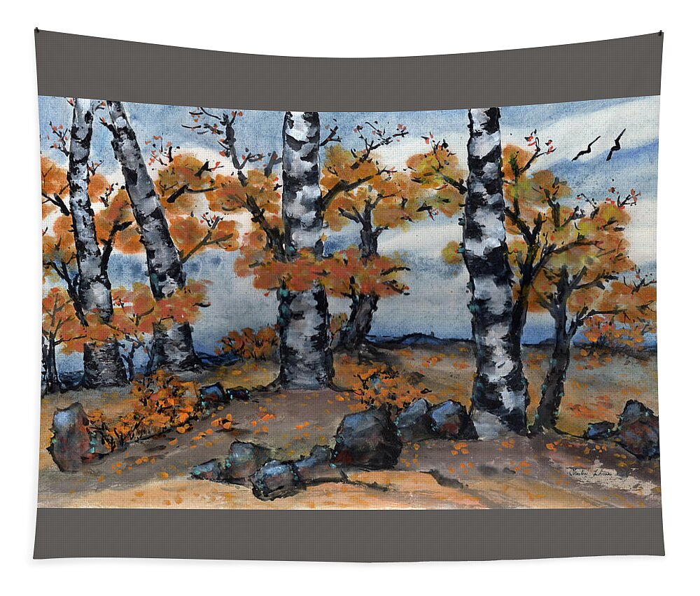 Birch Tapestry featuring the painting Old Forest by Charlene Fuhrman-Schulz