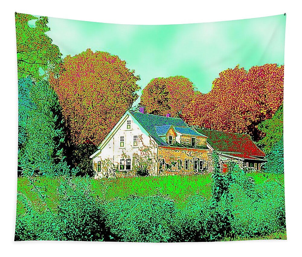 Farm Tapestry featuring the digital art Old New England Farm by Cliff Wilson