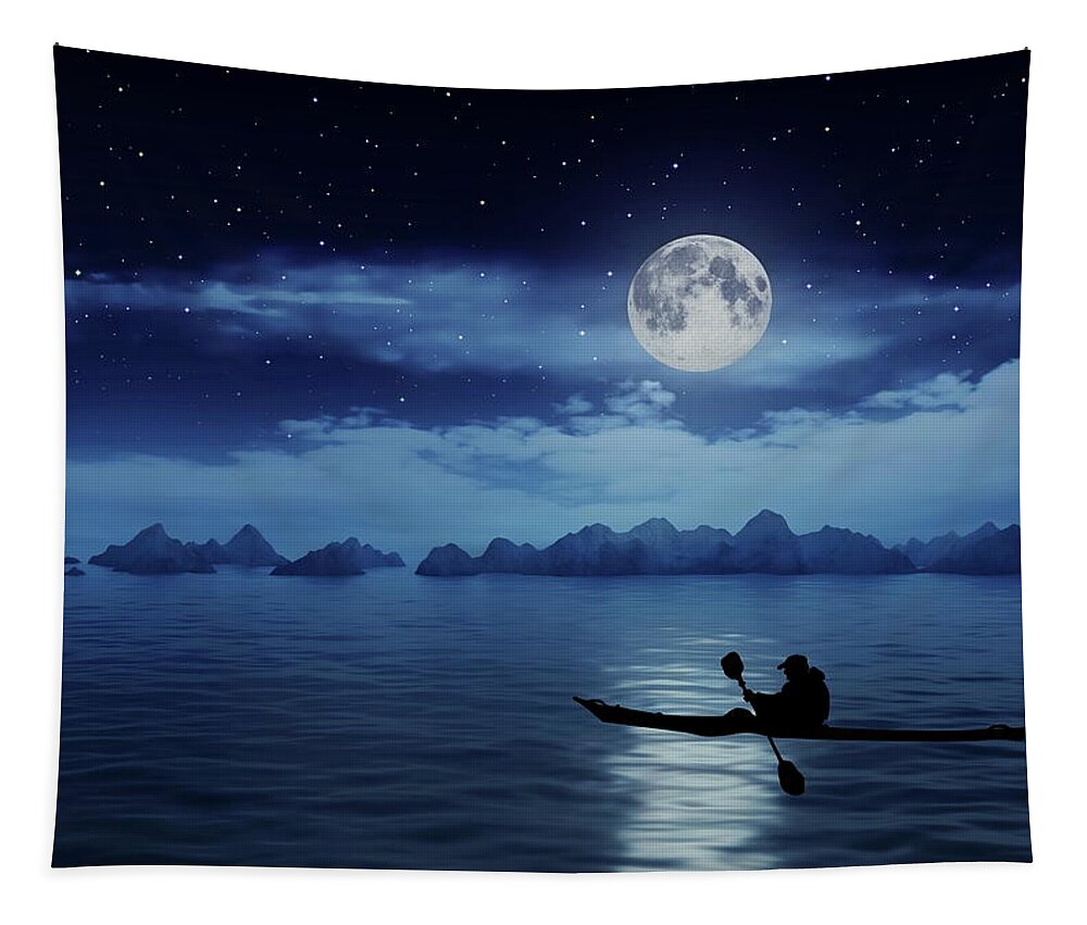 Moonlight Bay Tapestry featuring the photograph On Moonlight Bay by Andrea Kollo