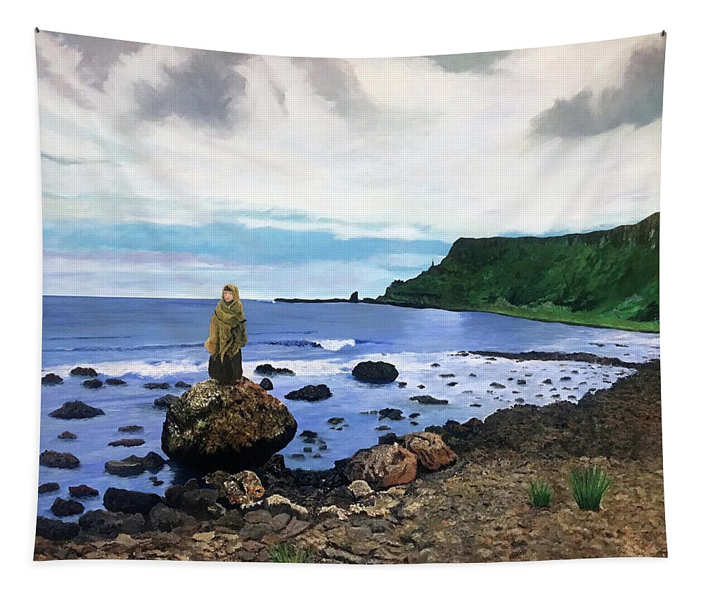 Giants Causeway Tapestry featuring the painting Once Upon A Time In The Giants Causeway by Thomas Blood