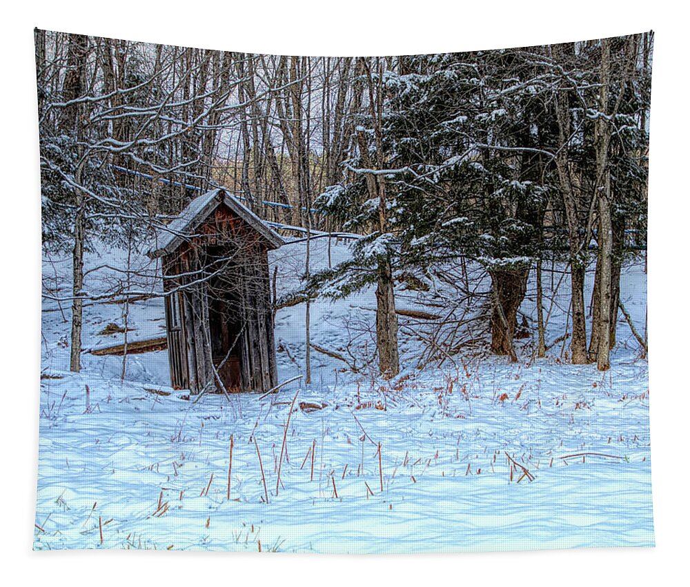 Outhouse Tapestry featuring the photograph One seat no waiting by Jeff Folger