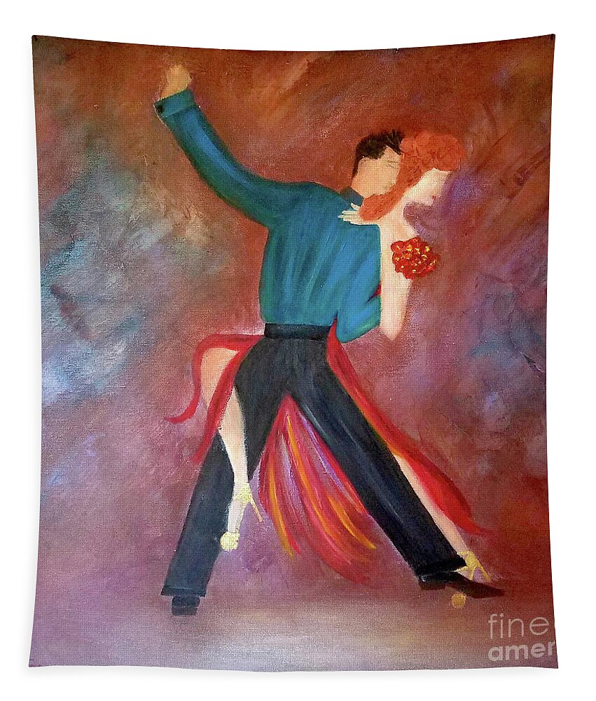 Tango Tapestry featuring the painting One Step Closer by Artist Linda Marie