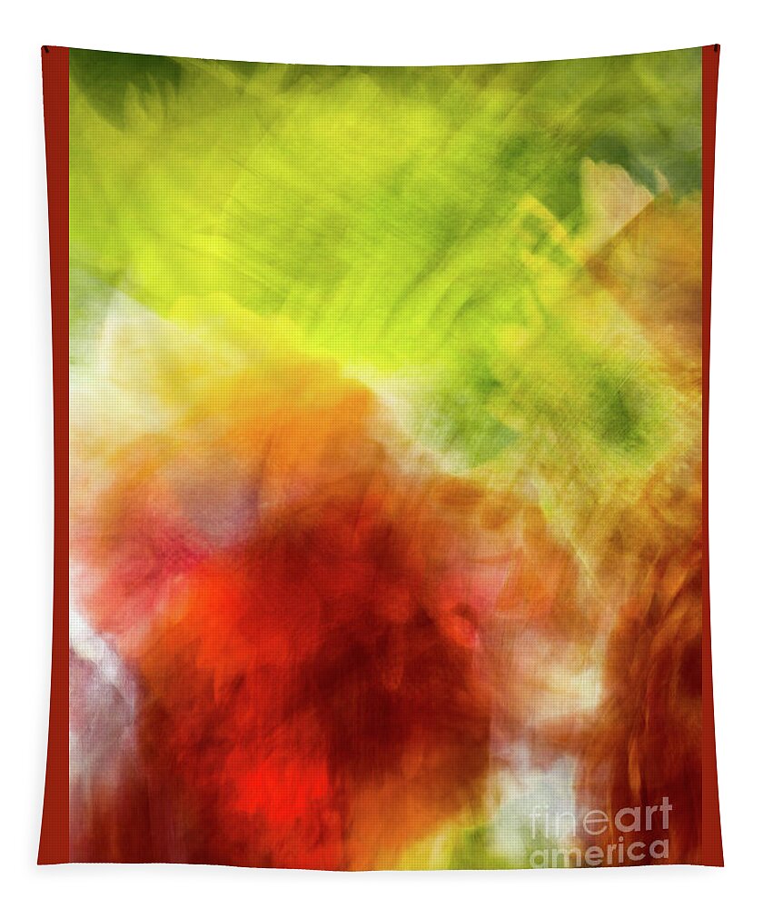 Abstract Tapestry featuring the photograph Orange And Green Flower Abstract by Phillip Rubino