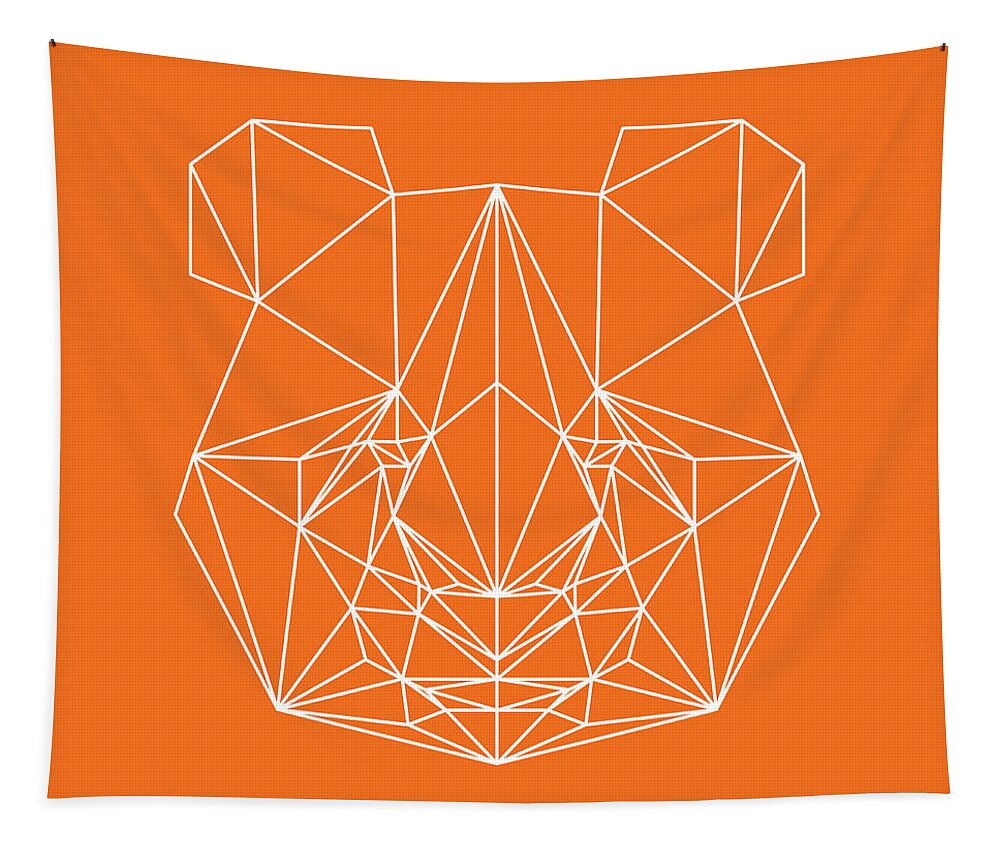 Panda Tapestry featuring the digital art Orange Panda by Naxart Studio