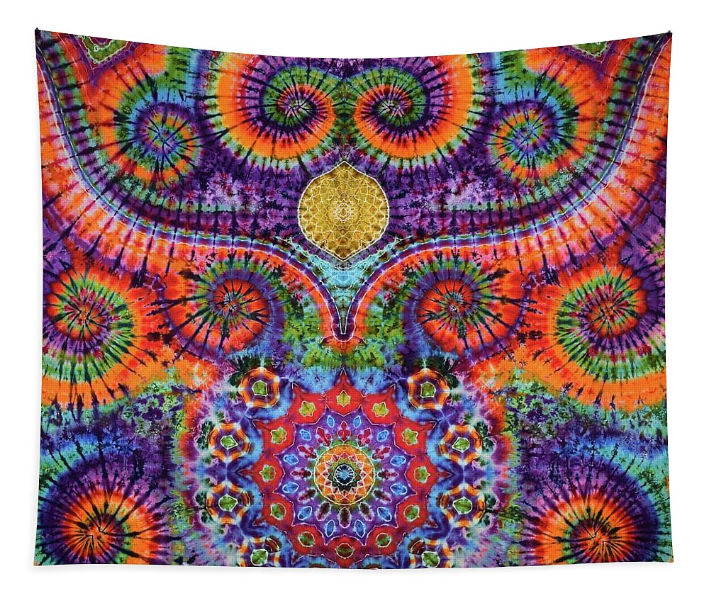 Rob Norwood Tie Die Psychedelic Art Sacred Geometry Fibonacci Tapestry featuring the digital art Orange Sunshine by Rob Norwood