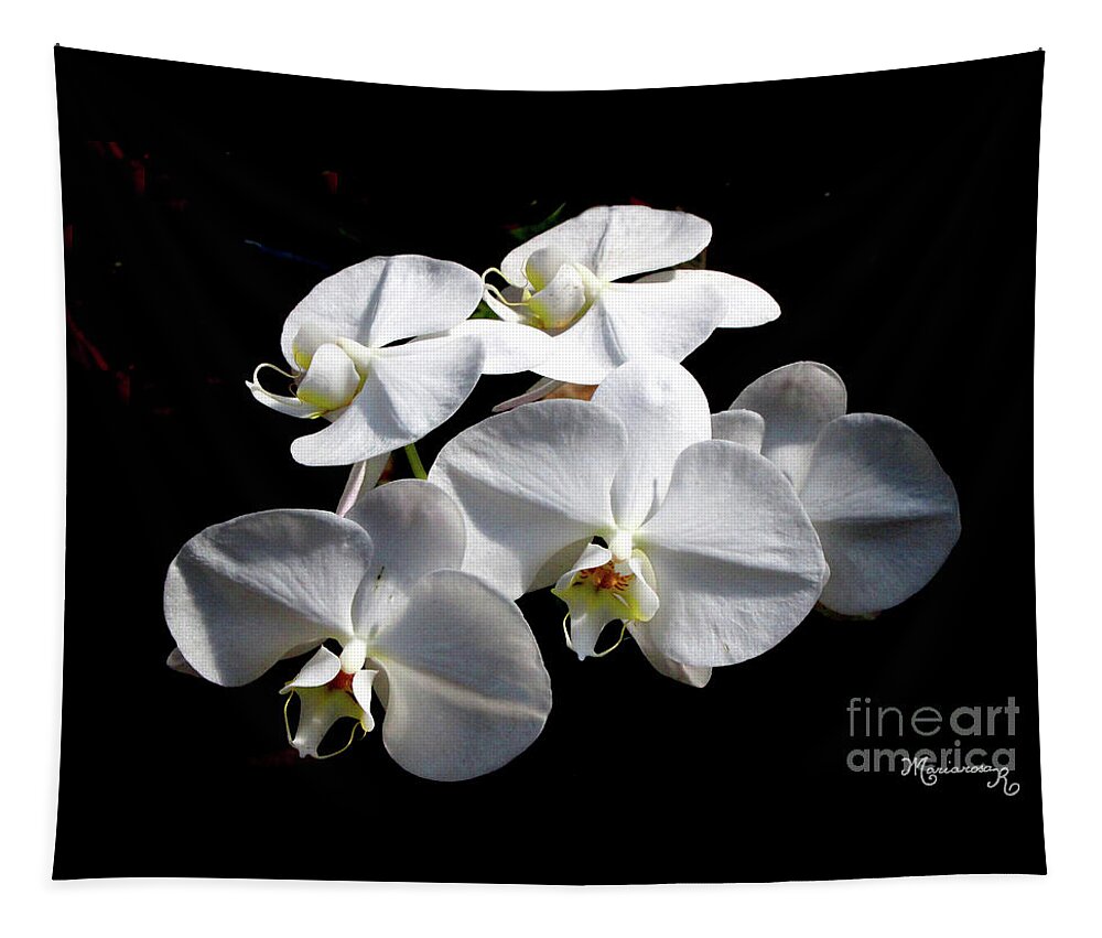 Nature Tapestry featuring the photograph Orchid Quintet by Mariarosa Rockefeller