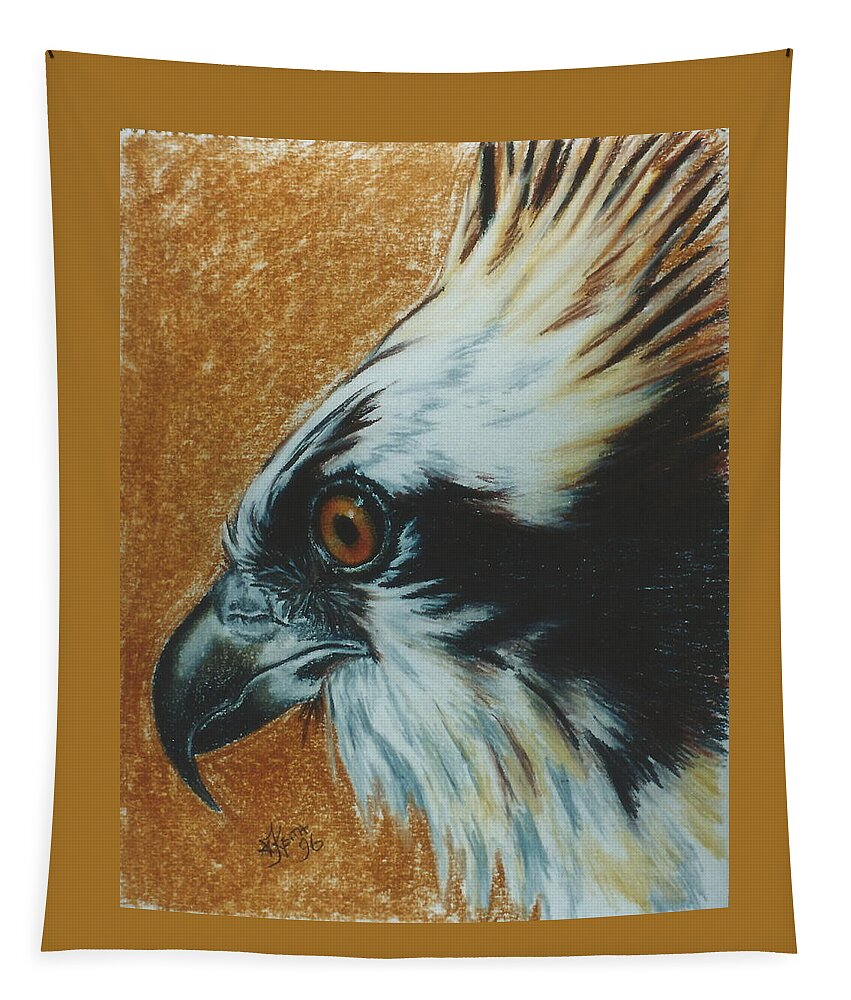 Bird Of Prey Tapestry featuring the pastel Fish Hawk by Barbara Keith